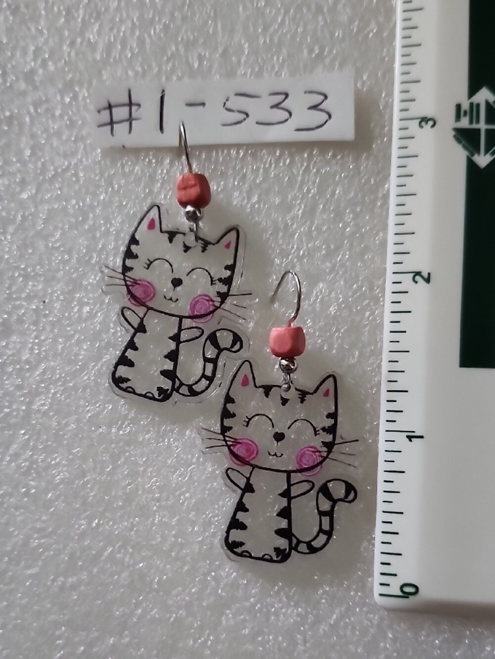 Cute Pink Cheek Cat Earrings for Cats Lovers - Picture 2 of 3